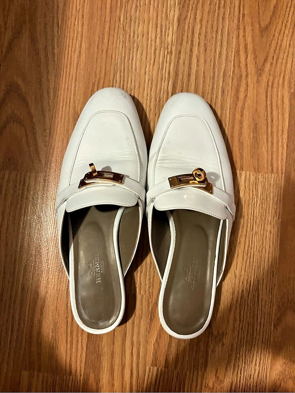 Hermès Oz Mule White Buckle Mules